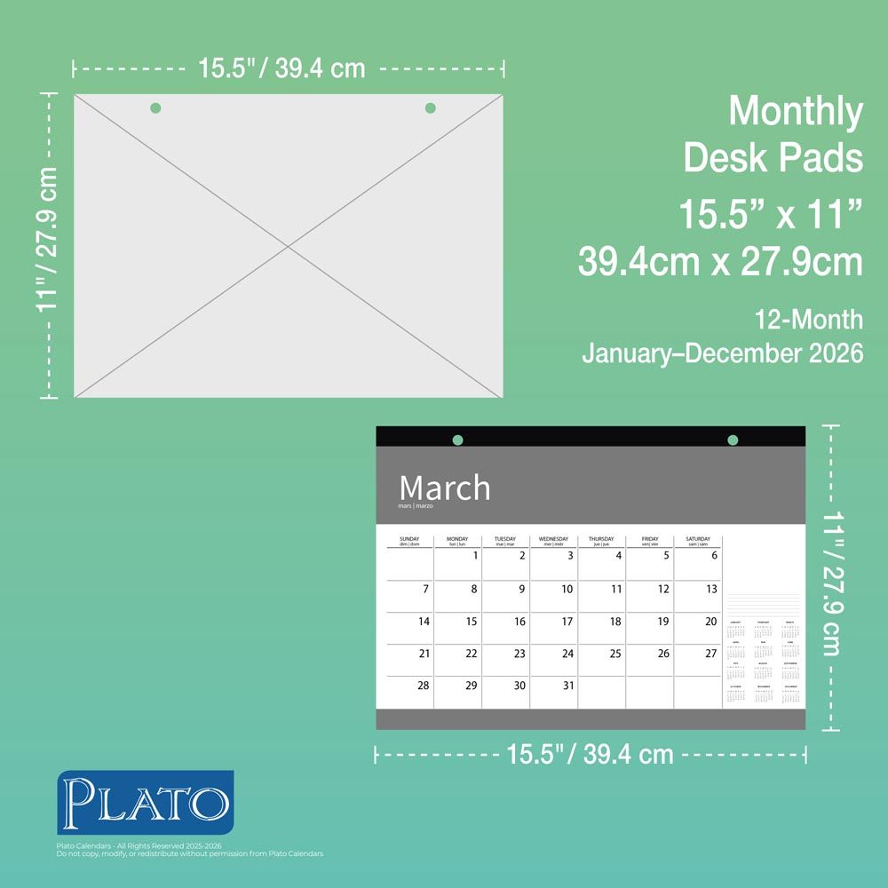 BONNIE MARCUS 2026 DESK PAD 15.5X11 PLATO - 151453 - Imagen 2